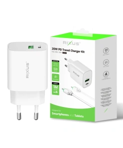 Rixus 20W PD Travel Charger Kit Fast USB-C to Lightning (RX90L)