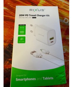 Rixus 20W PD Travel Charger Kit Ultra Fast USB-A to USB-C (RX90C)