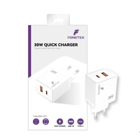 FoneTex 30W GaN USB-C And USB Adapter - FT-C222