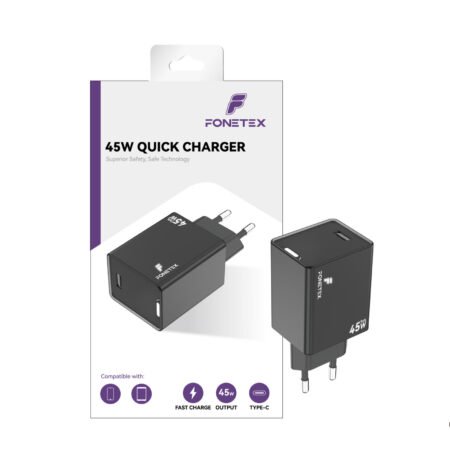 FoneTex 45W GaN USB-C Adapter Black - FT-C226