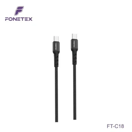 Snel Laad Kabel Geweven - 60W - USB-C naar USB-C 2 meter - FT-C18