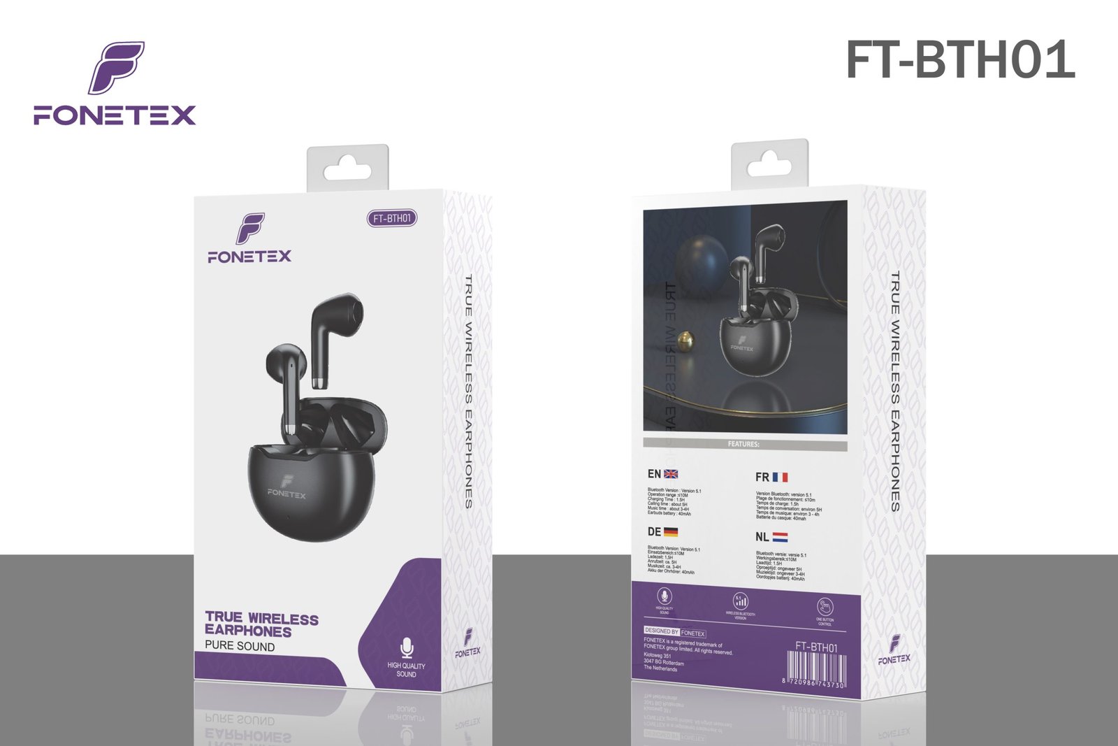 Wireless Headphones with Charging Case - Black FT-BTH01