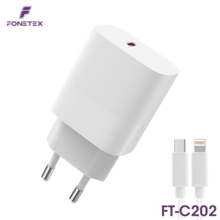 20W Type C Quick Charger + Type-C to 8-Pin Cable FT-C202 - White