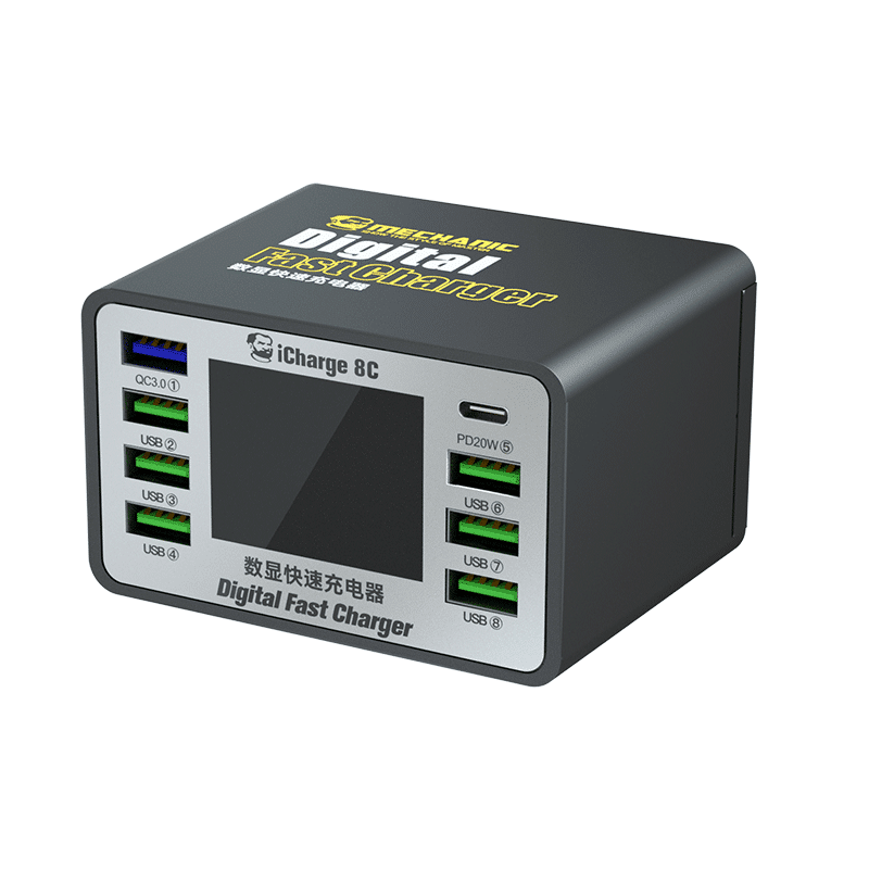 iCharge 8C - Digital Fast Charger - 8 Port - 50W - by Mechanic